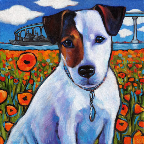 Memorial of Henry Pet Portrait, with USS Princeton and the Coronado Bridge