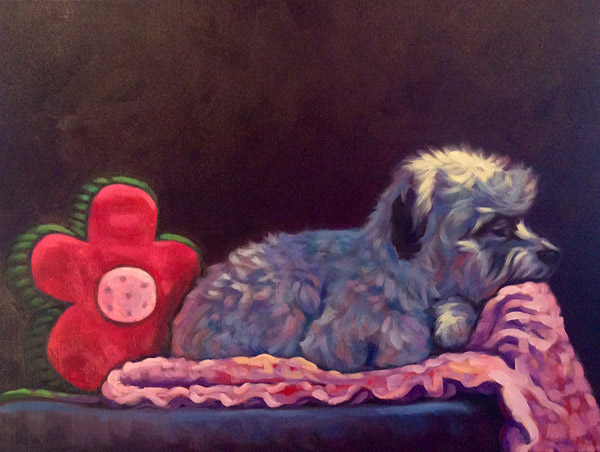 Pet portrait of Rascal, by Marna Schindler San Diego CA in memory