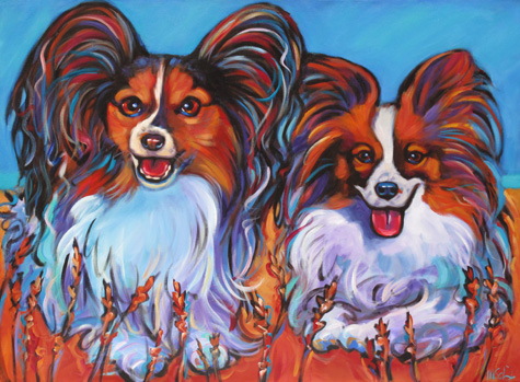 Satchi and Ananda dog painting pet portrait San Diego