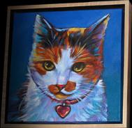 Painting of Belle in maple gallery frame