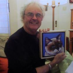 Dominc's memorial pet portrait being opened on Christmas